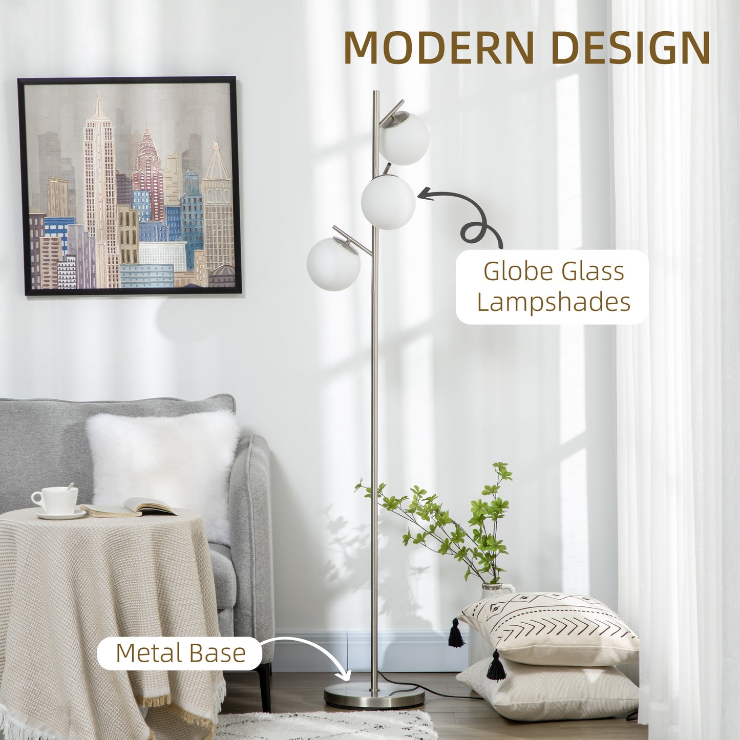 LightGlow Tree Floor Lamp - Silver