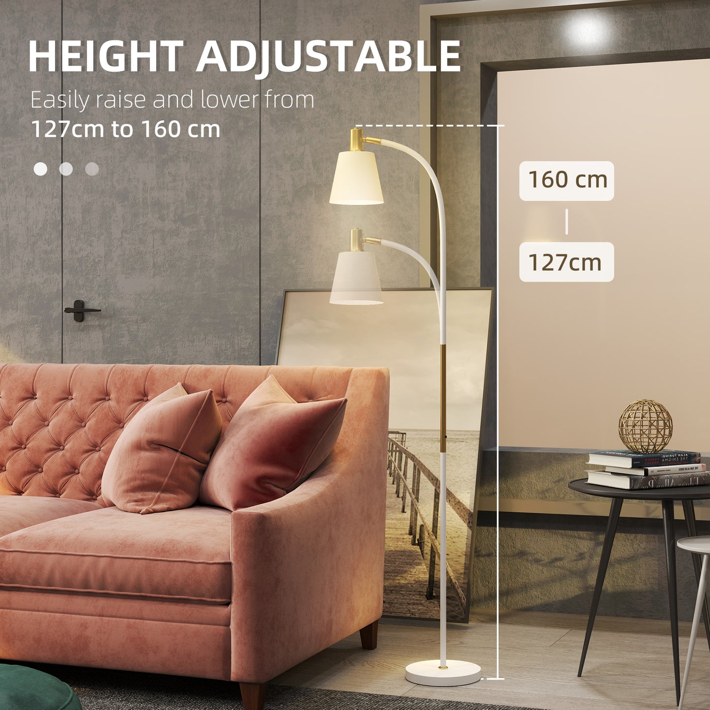 LightGlow Adjustable Floor Lamp - White