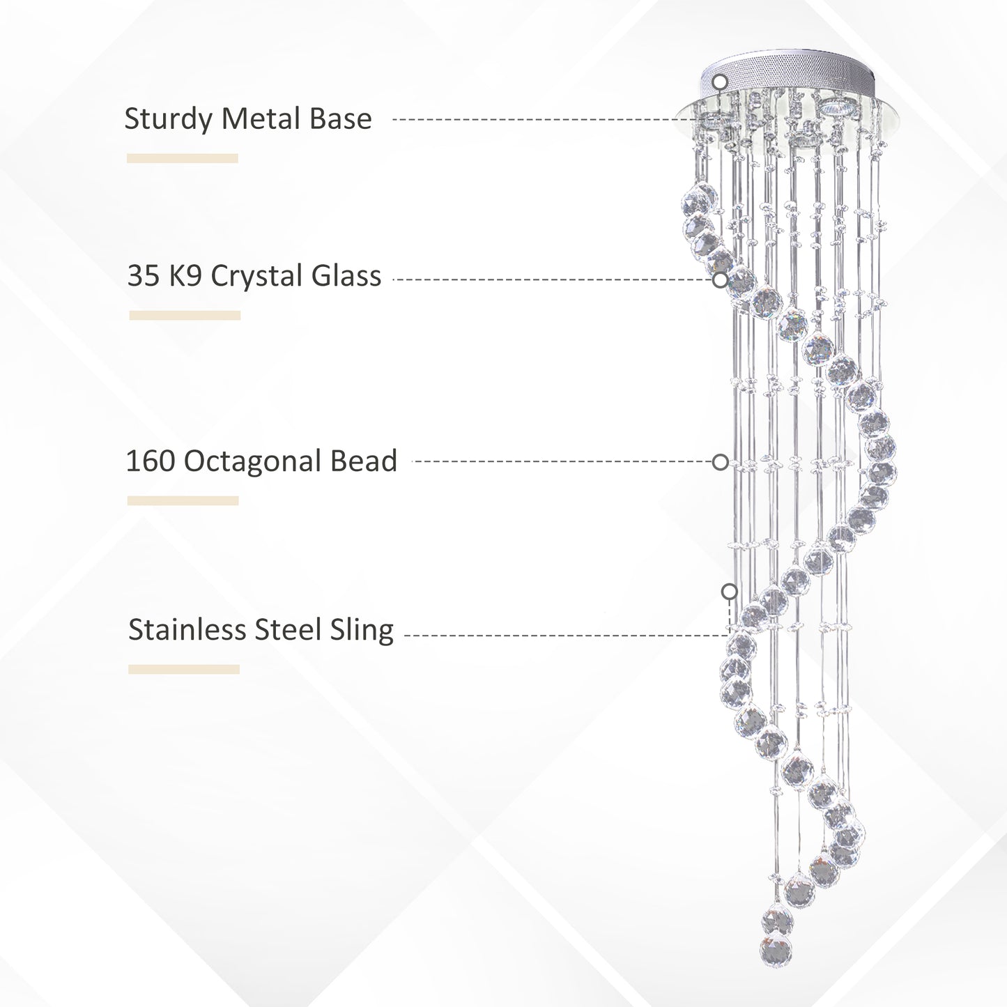 LightGlow Crystal Chandelier - Chrome