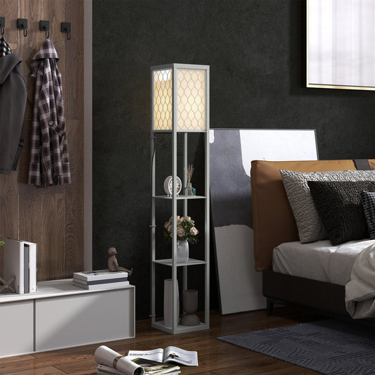 LightGlow Premium Three-Shelf Standing Lamp - Grey/White