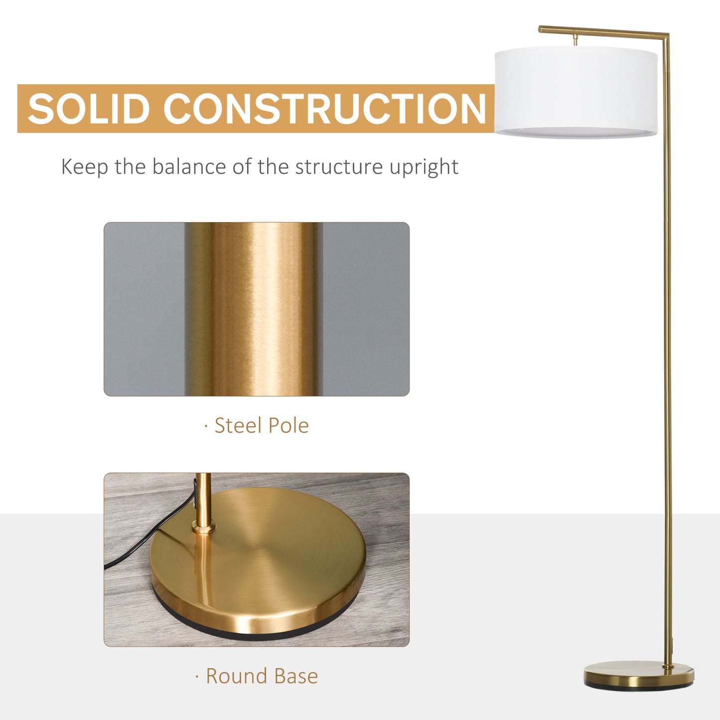 LightGlow Modern Floor Lamp - Gold White