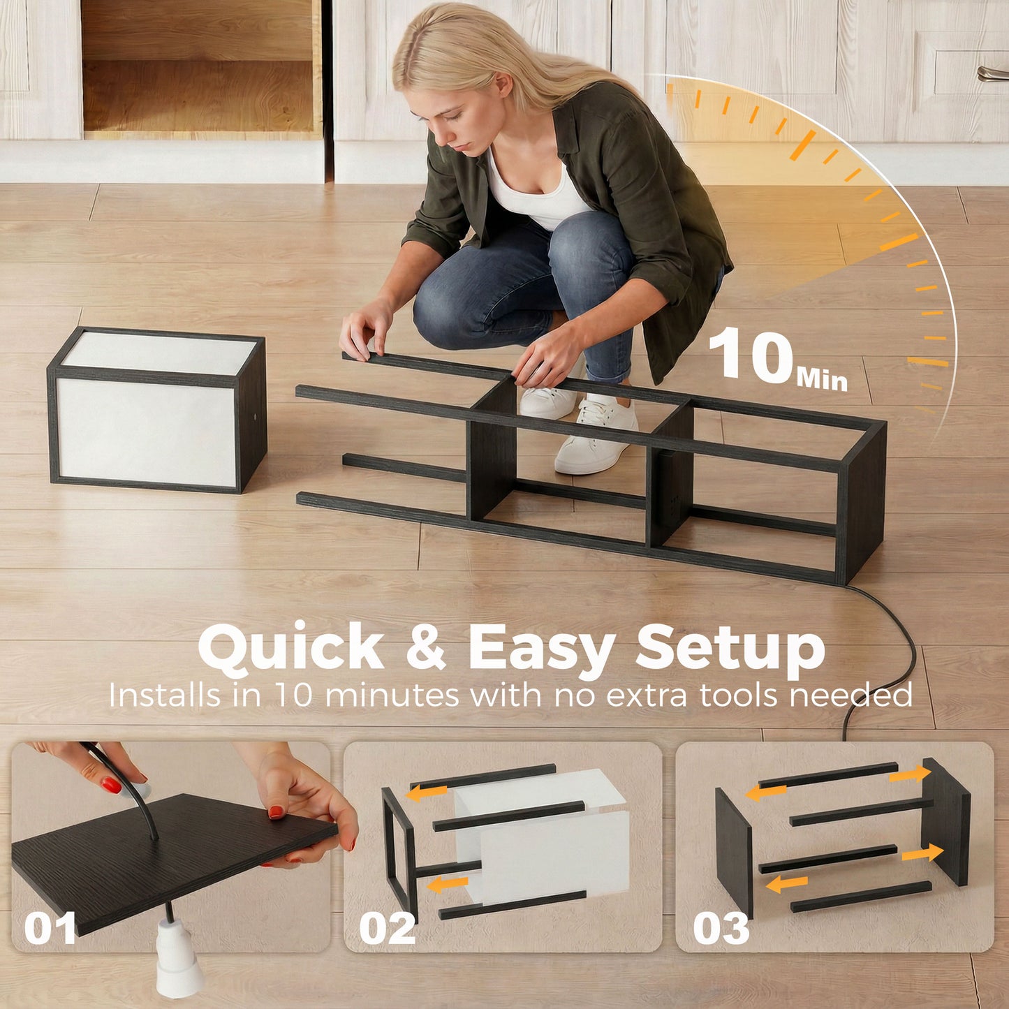 LightGlow 3-Layer Shelf Lamp - Black