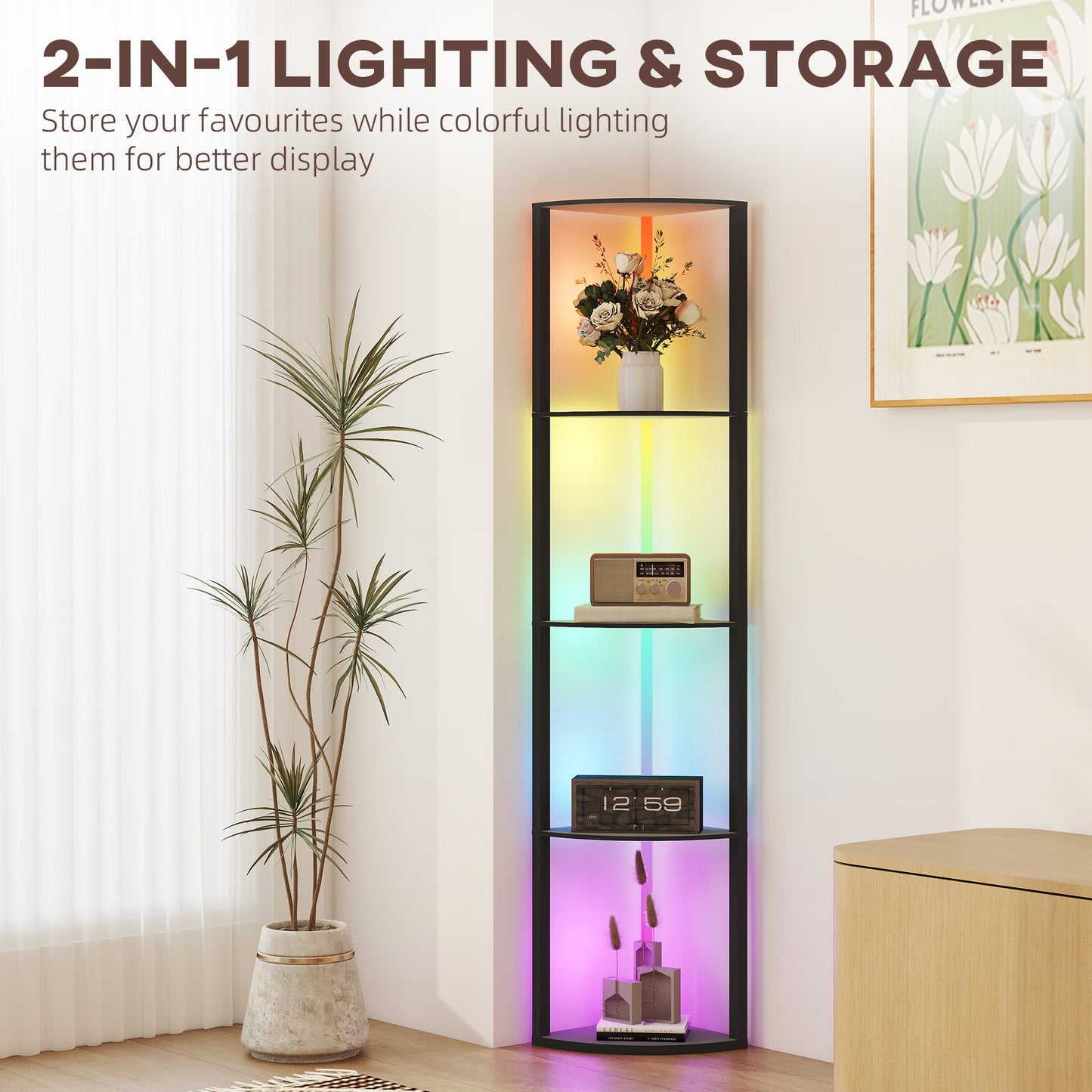 LightGlow RGB Shelf Floor Lamp - Black