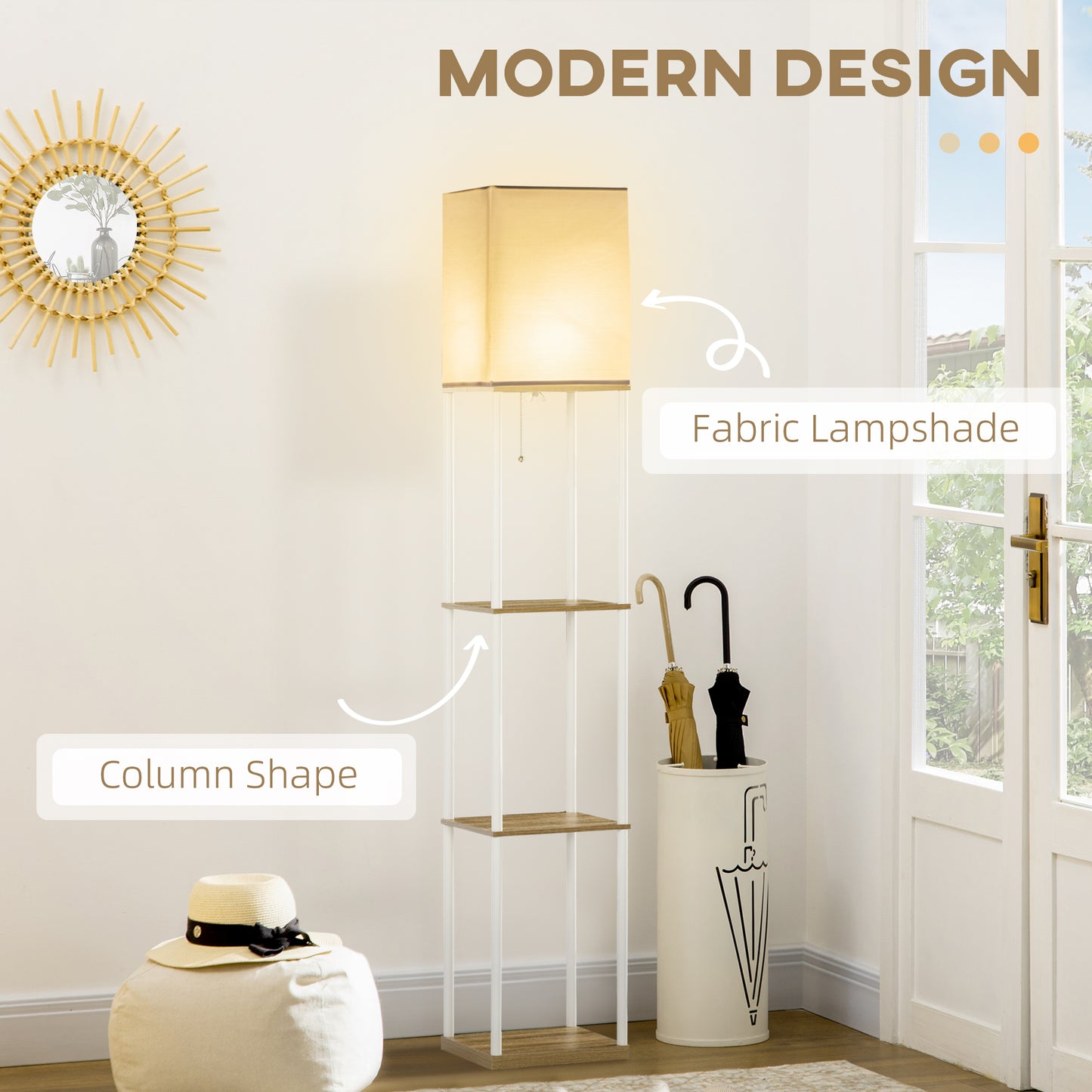 LightGlow Shelf Floor Lamp - White