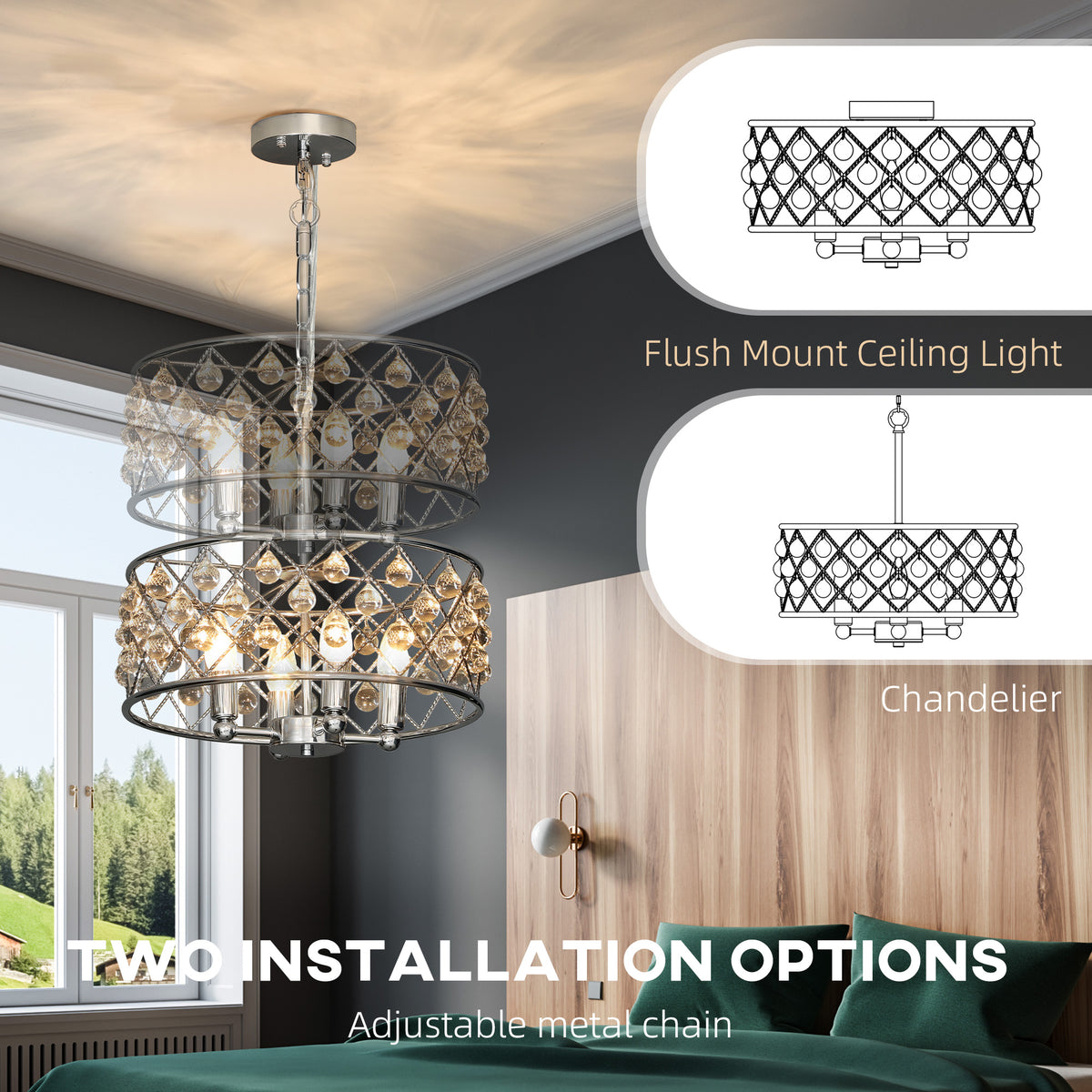 LightGlow Four-Bulb Crystallite Chandelier - Silver-Tone