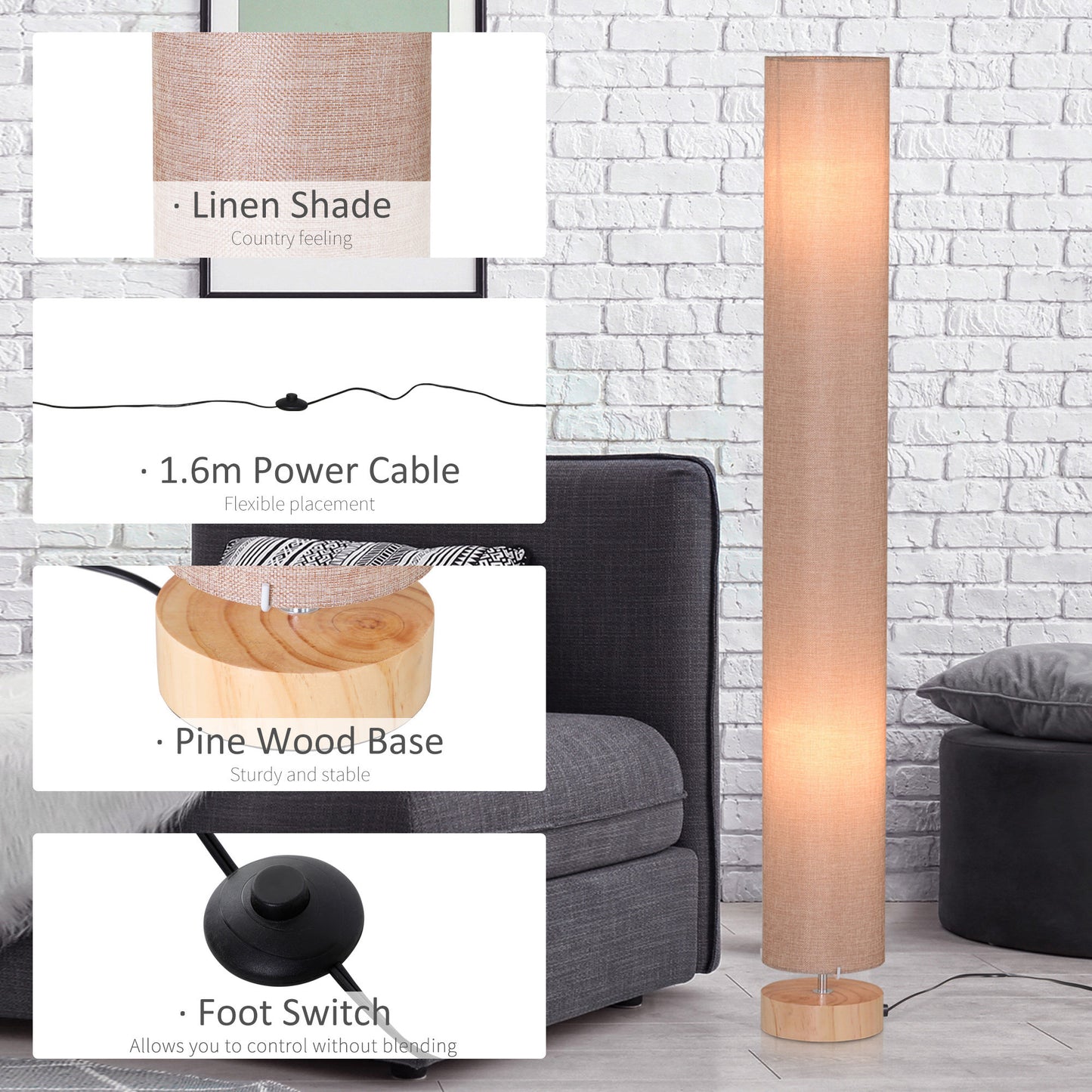 LightGlow Modern Floor Lamp - Cream