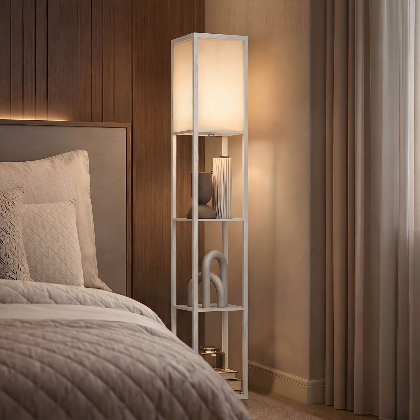 LightGlow 3-Tier Shelf Floor Lamp - White