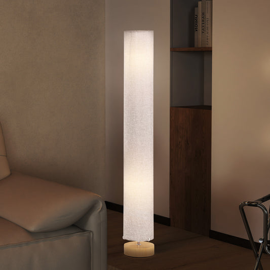 LightGlow Premium Floor Lamp for Living Room, 47" Modern Standing Lamp with Linen Shade, Wooden Base, Grey