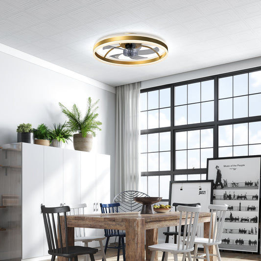 LightGlow Premium Ceiling Fan with Light and Remote, LED Mount Ceiling Fan with 3 Colour Temperatures, 6 Speed, 50 cm, Gold Tone