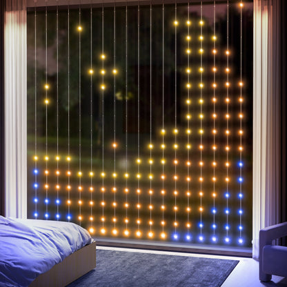 LightGlow Premium LED Curtain Lights, Smart Curtain Fairy Plug In, Colour Changing Wall Lights with Remote, App, Dynamic DIY Hanging Window String Lights for Bedroom Living Room, 3x3(m), 400 RGBIC LED