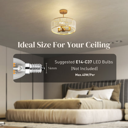 LightGlow Crystal Ceiling Light - Gold