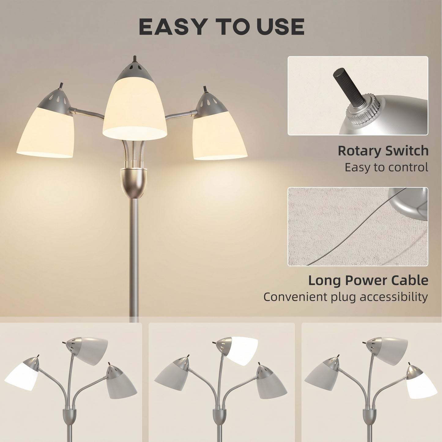 LightGlow Arc Floor Lamp - Silver