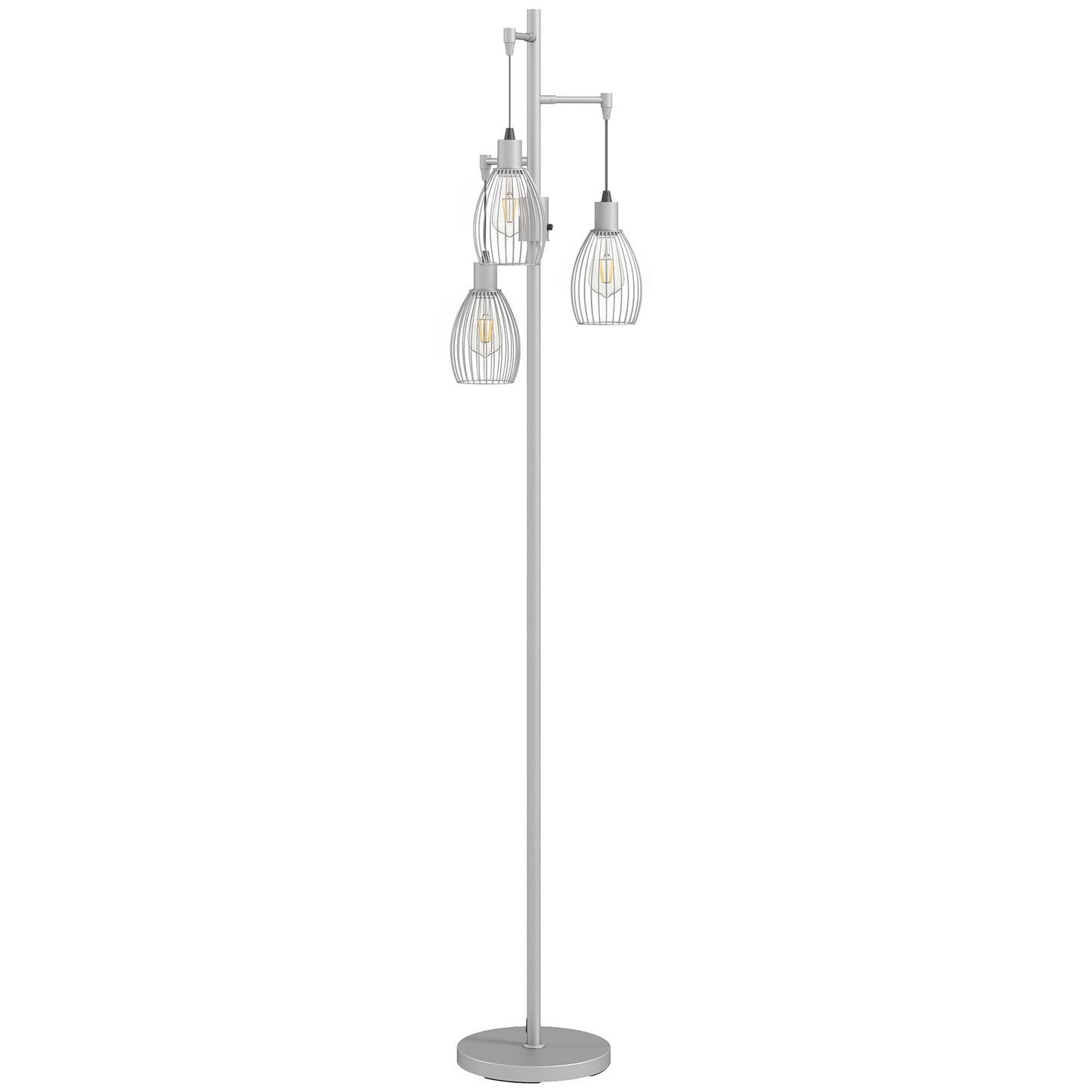 LightGlow Industrial Floor Lamp - Silver