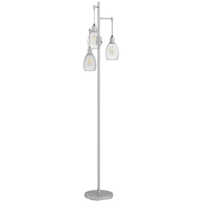 LightGlow Industrial Floor Lamp - Silver