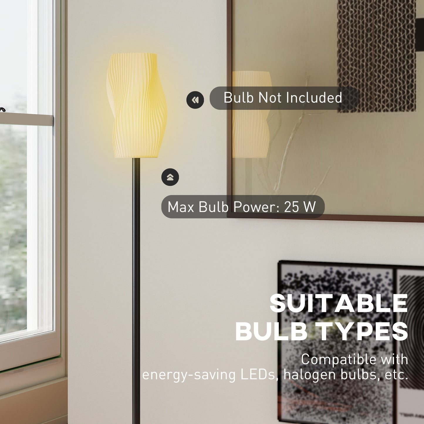LightGlow Curved Floor Lamp - White