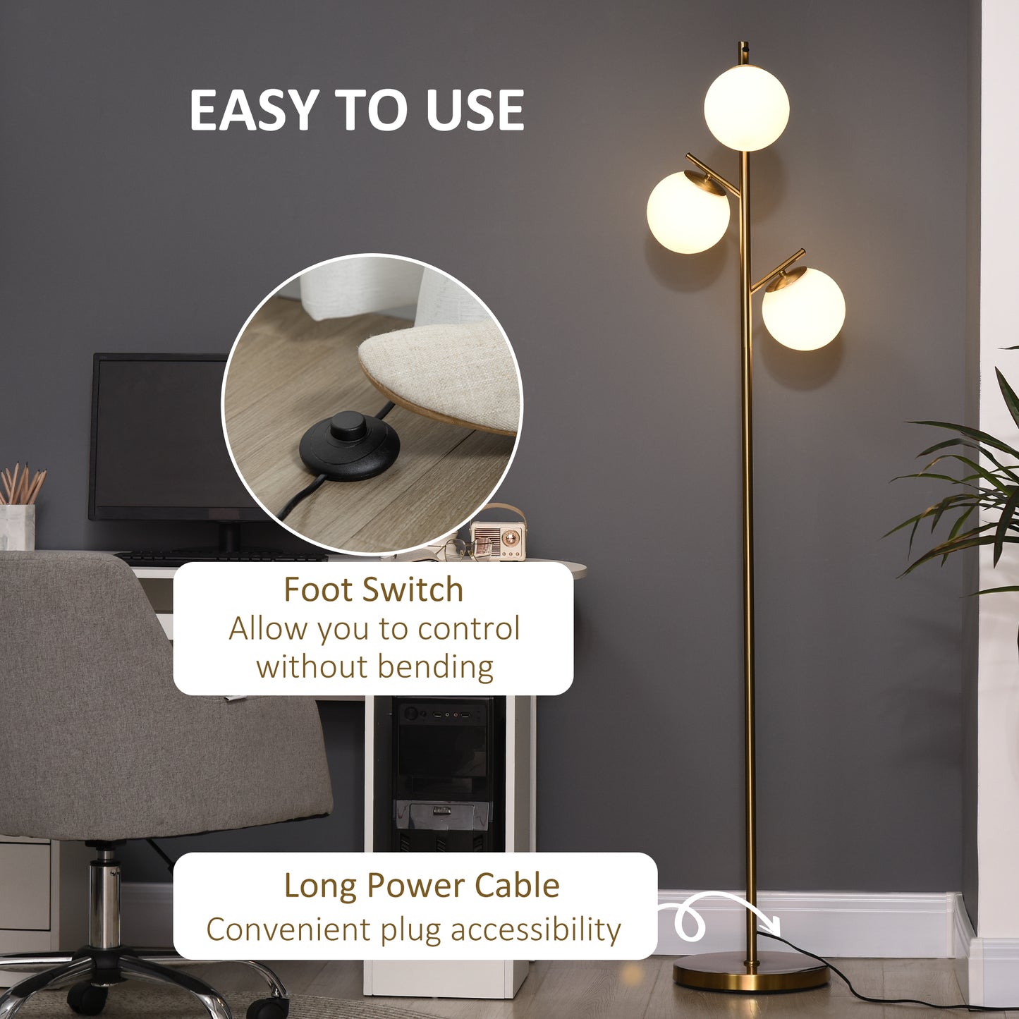 LightGlow Tree Floor Lamp - Gold