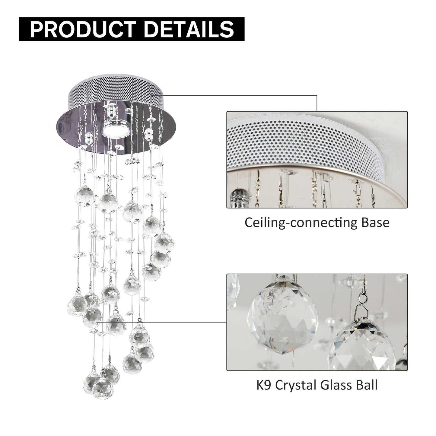 LightGlow Crystal Ceiling Chandelier - Silver