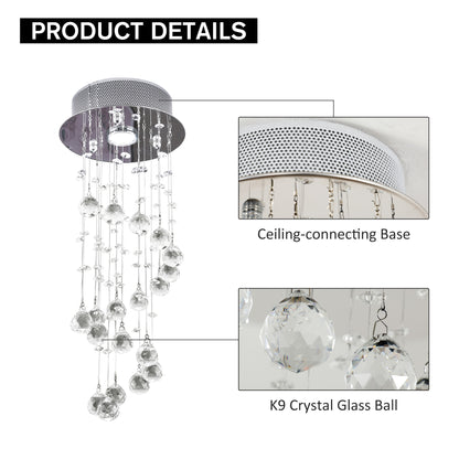 LightGlow Crystal Ceiling Chandelier - Silver