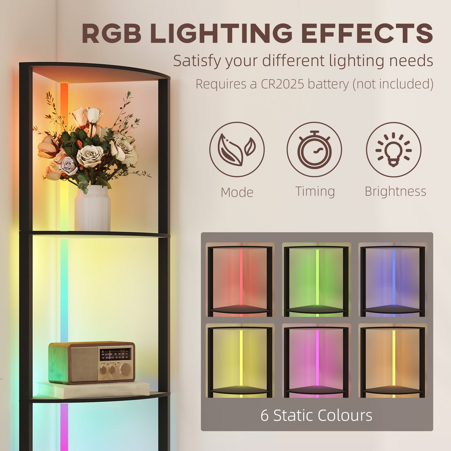 LightGlow RGB Shelf Floor Lamp - Black