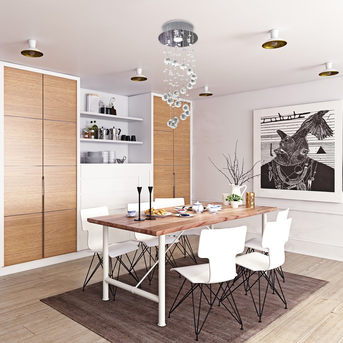 LightGlow Crystal Ceiling Chandelier - Silver