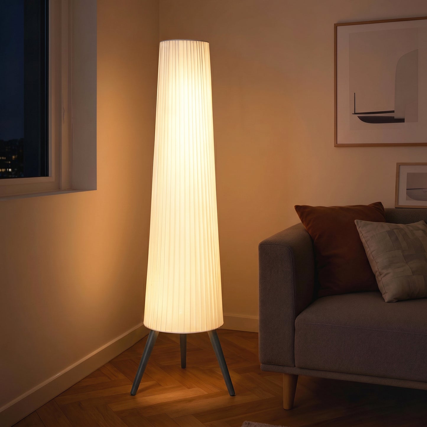 LightGlow Tripod Floor Lamp - White Grey