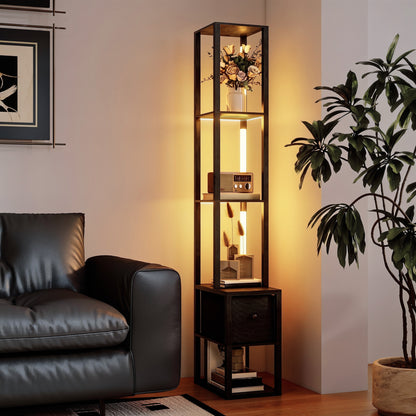 LightGlow Shelf Floor Lamp - Black