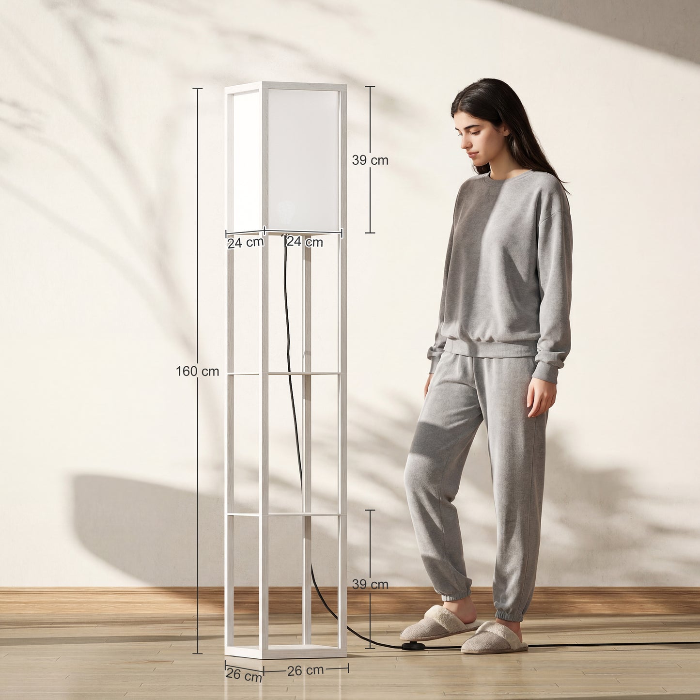 LightGlow 3-Tier Shelf Floor Lamp - White