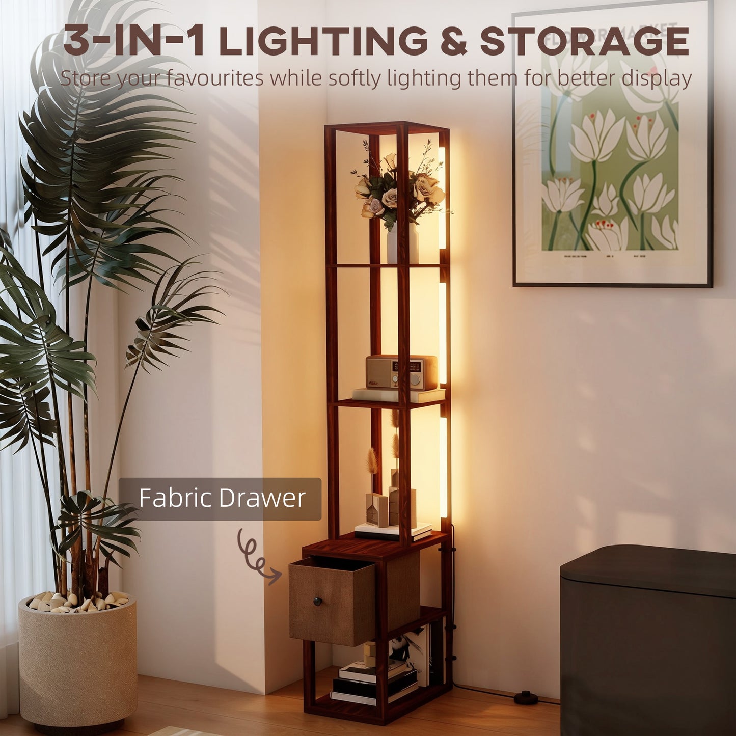 LightGlow Shelf Floor Lamp - Dark Brown
