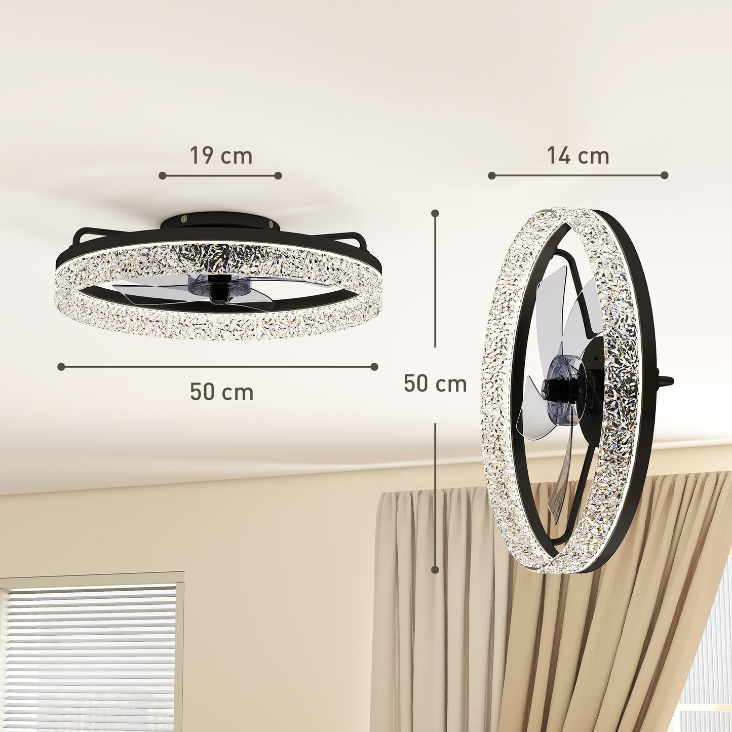 LightGlow Dimmable LED Ceiling Fan - Black