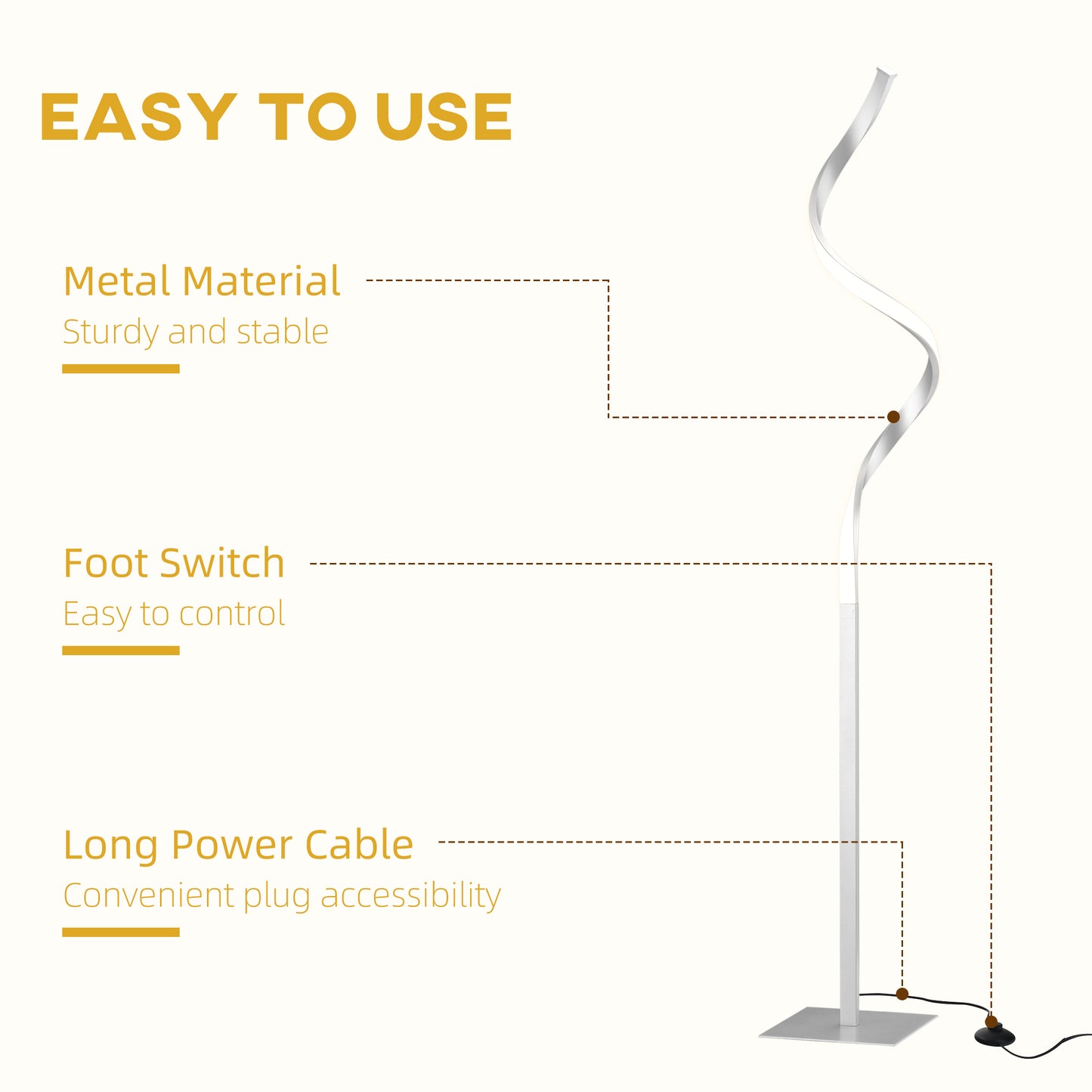 LightGlow Spiral Floor Lamp - Silver