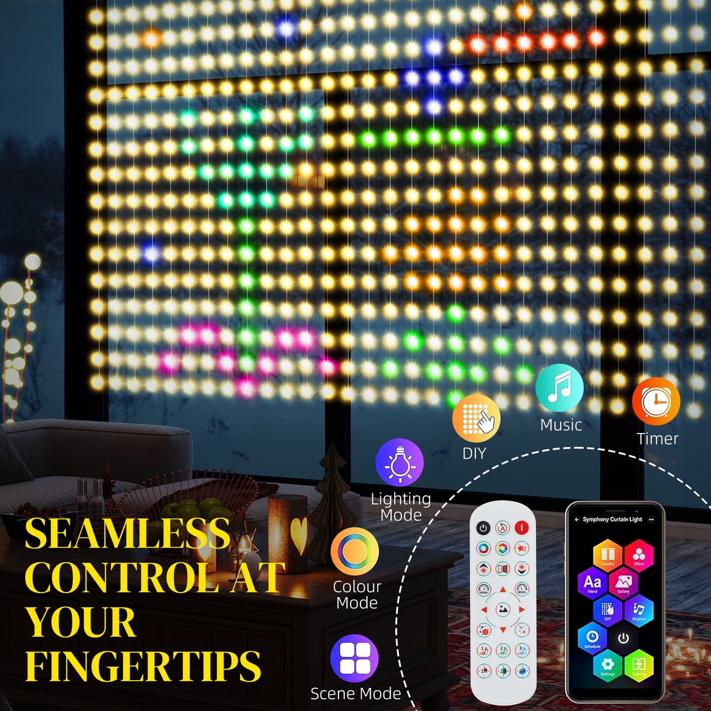 LightGlow Smart LED Curtain Lights