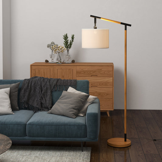 LightGlow Premium Metal Frame Floor Lamp with 350 Degree Rotating Lampshade, for Living Room and Bedroom, LED Bulb Included, Brown