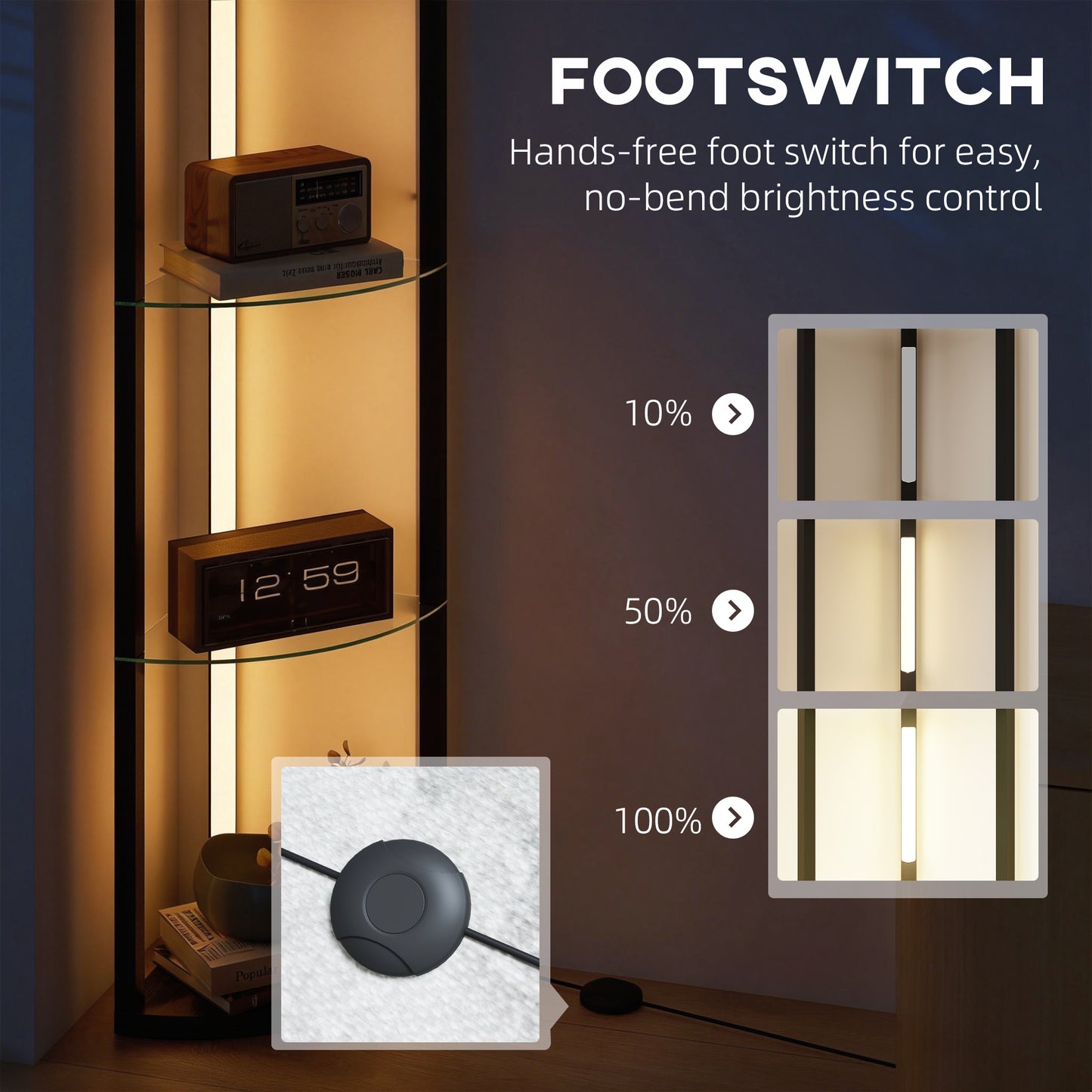 LightGlow Shelf Floor Lamp - Black