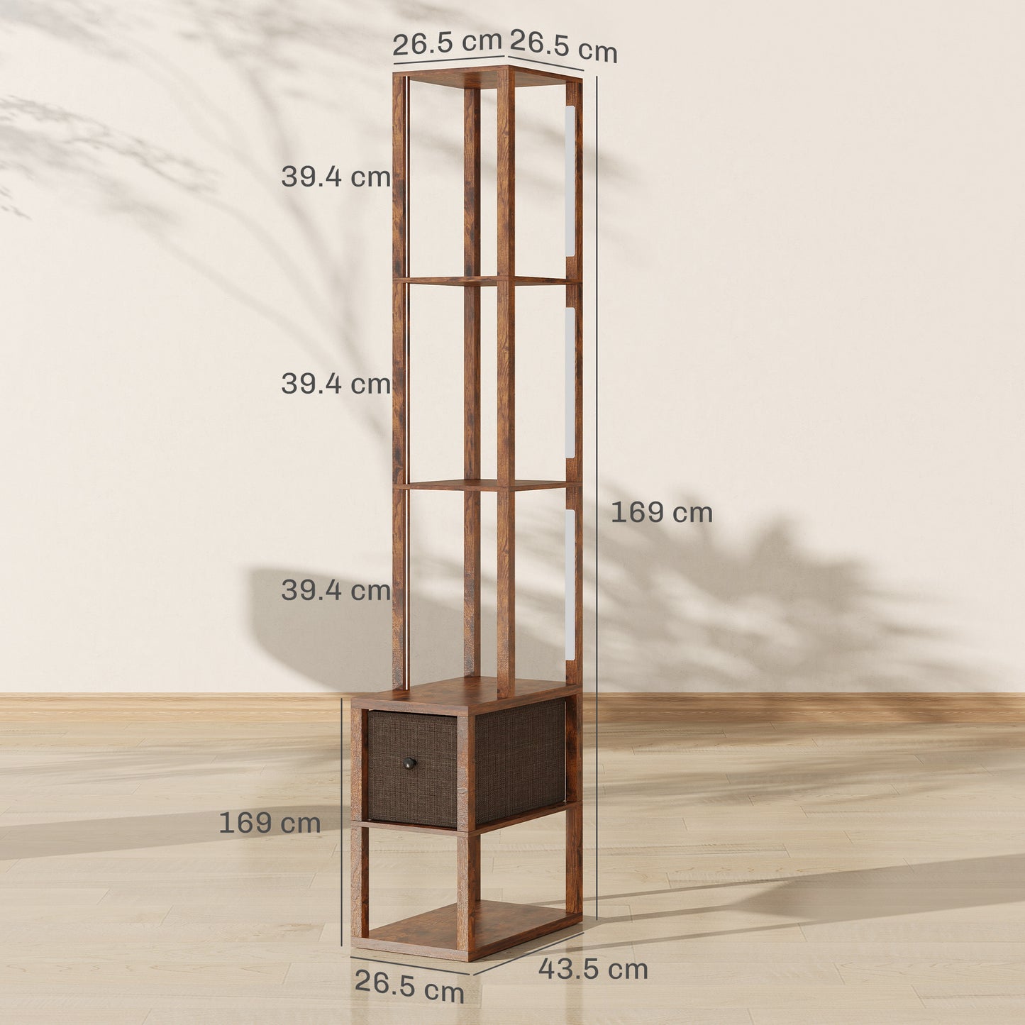 LightGlow Shelf Floor Lamp - Rustic Brown