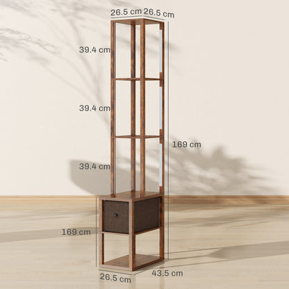 LightGlow Shelf Floor Lamp - Rustic Brown
