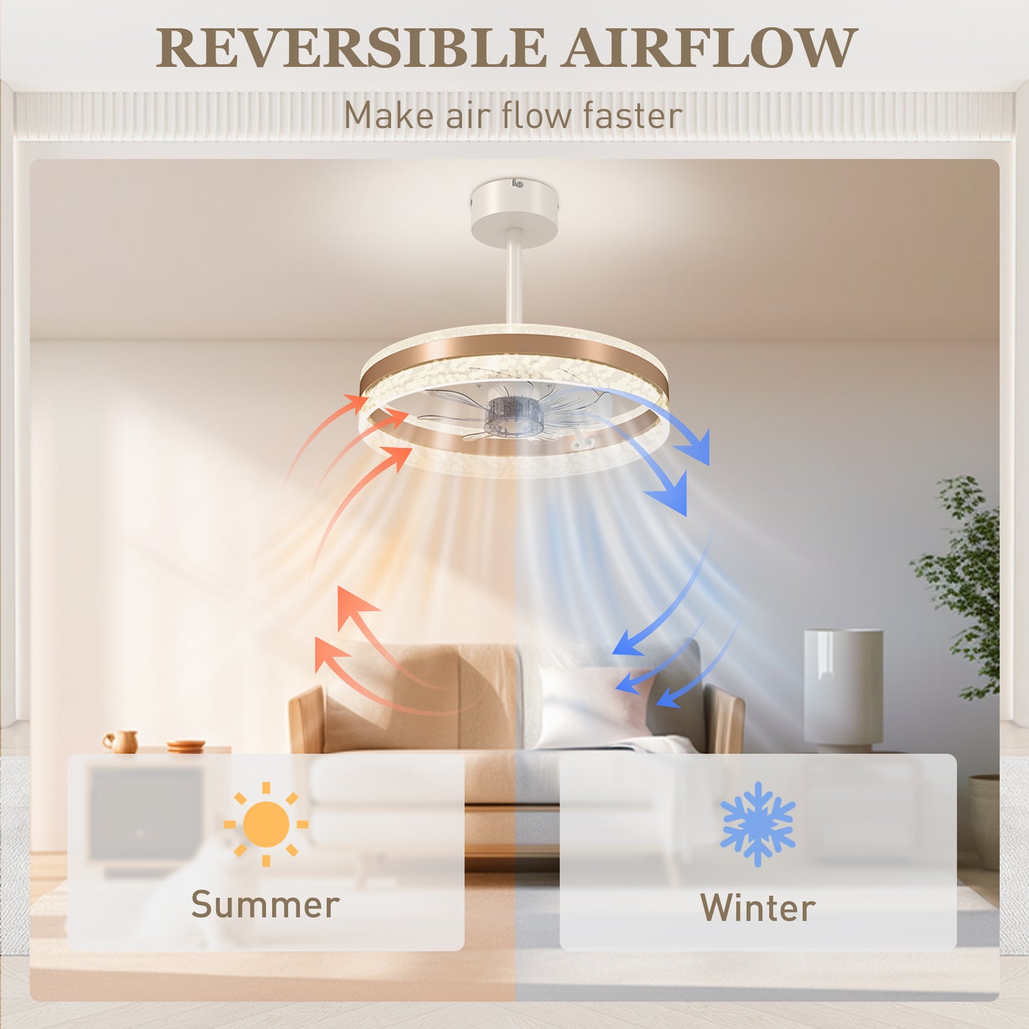 LightGlow LED Ceiling Fan - Gold