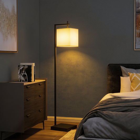 LightGlow Premium Floor Lamp for Living Room, 66" Modern Tall Standing Lamp with Adjustable Colour Temperatures & 10 Brightness Levels, Remote Control and Foot Switch for Bedroom Office, 9W LED Bulb Included