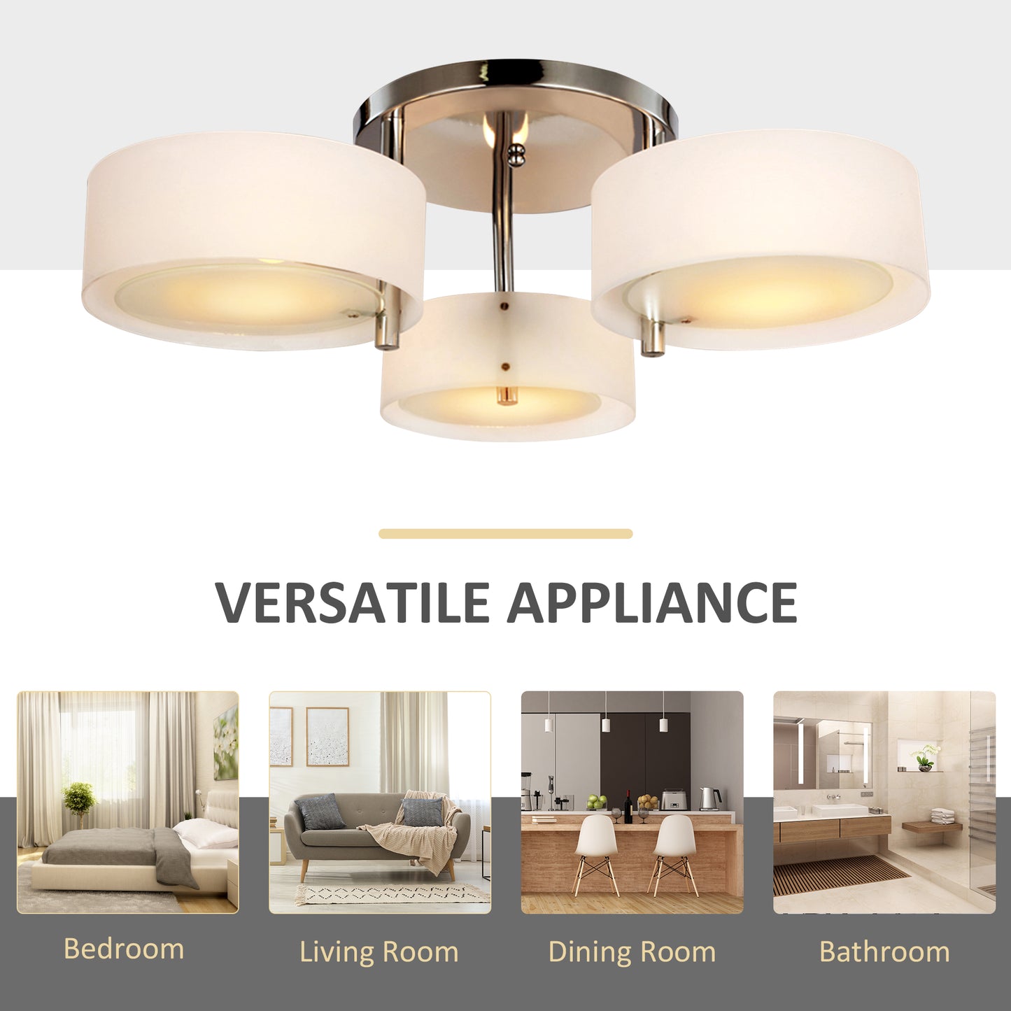 LightGlow Acrylic 3-Light Pendant - Chrome