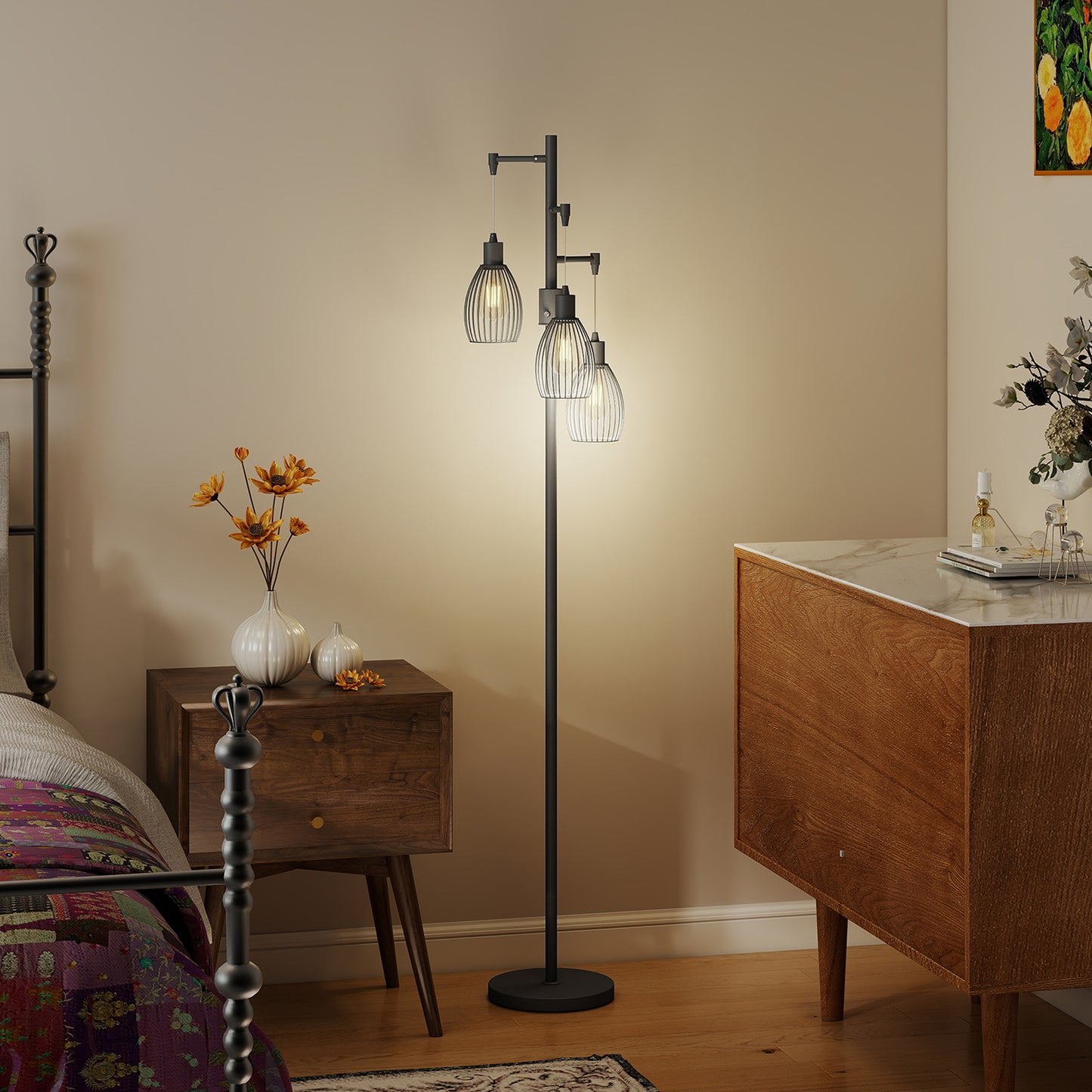 LightGlow 3-Light LED Floor Lamp - Black