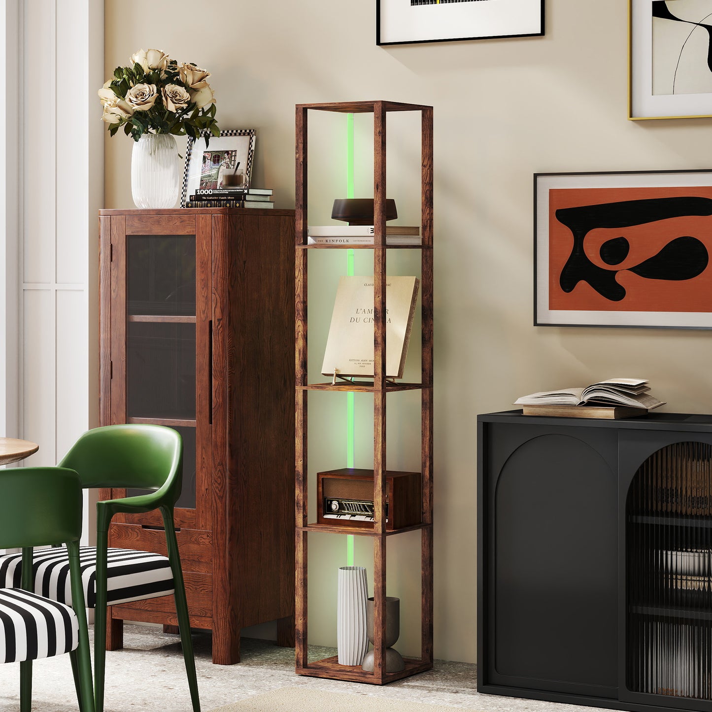 LightGlow RGB Shelf Floor Lamp - Rustic Brown