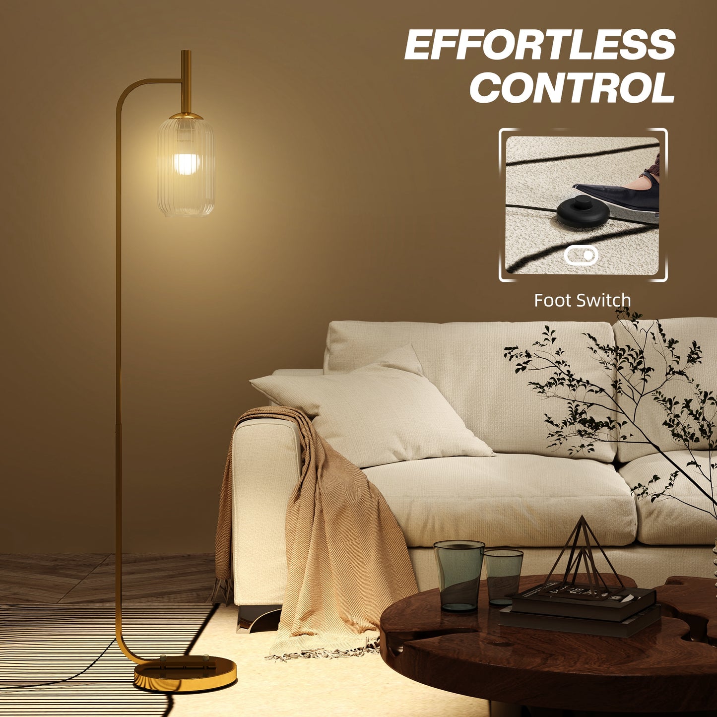 LightGlow Modern Floor Lamp - Gold