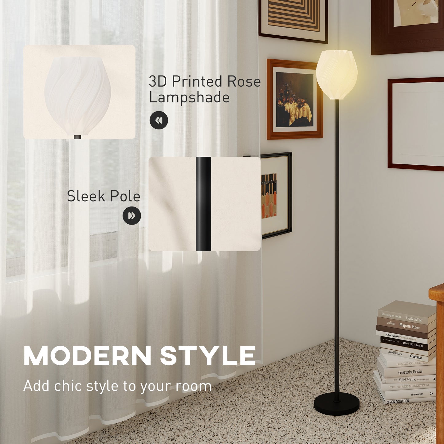 LightGlow Rose Floor Lamp - White
