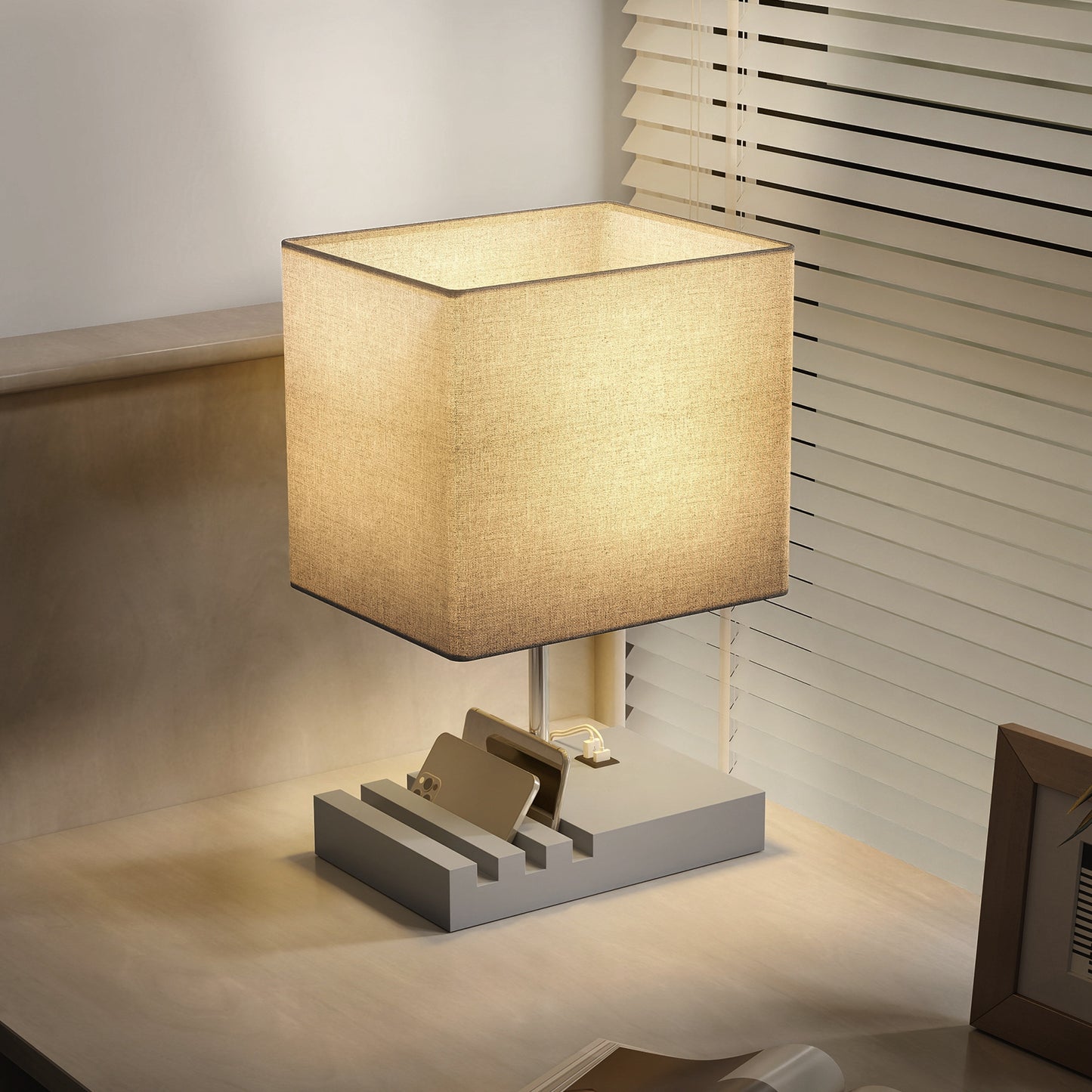 LightGlow Bedside Lamp - Grey