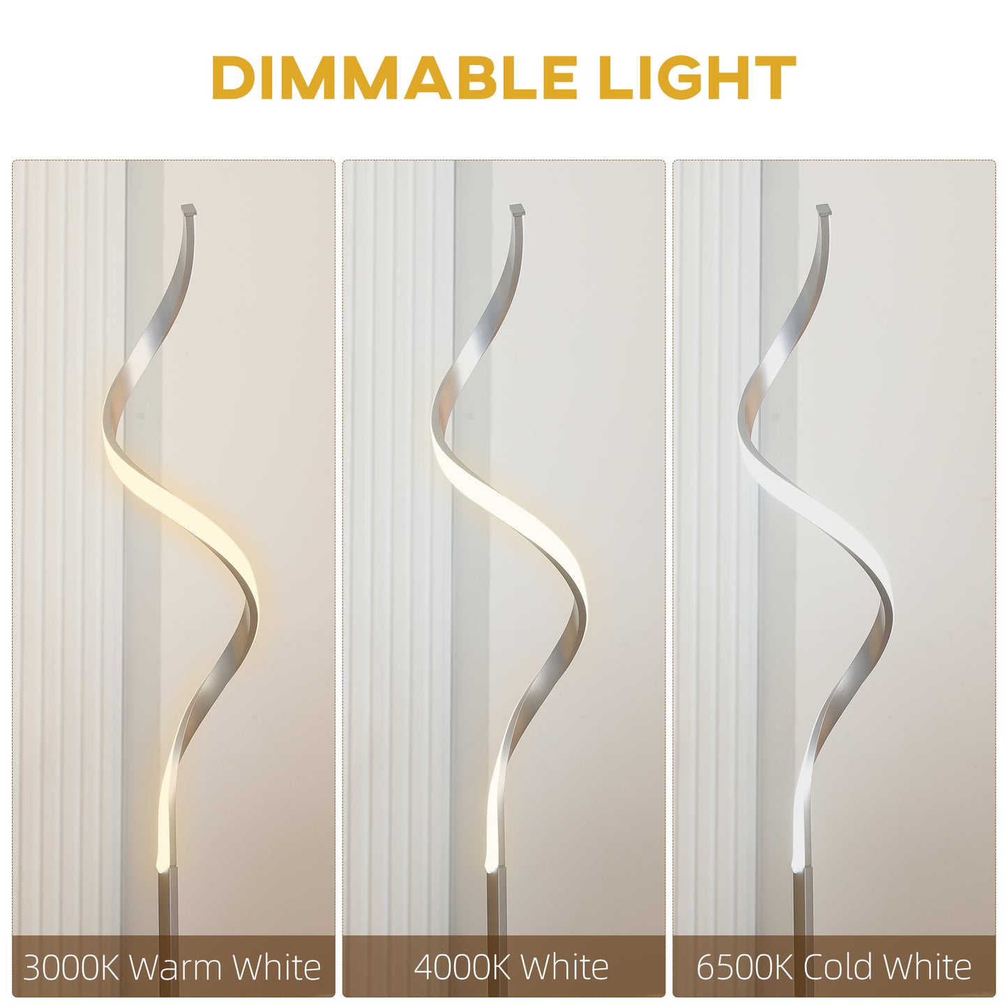 LightGlow Spiral Floor Lamp - Silver