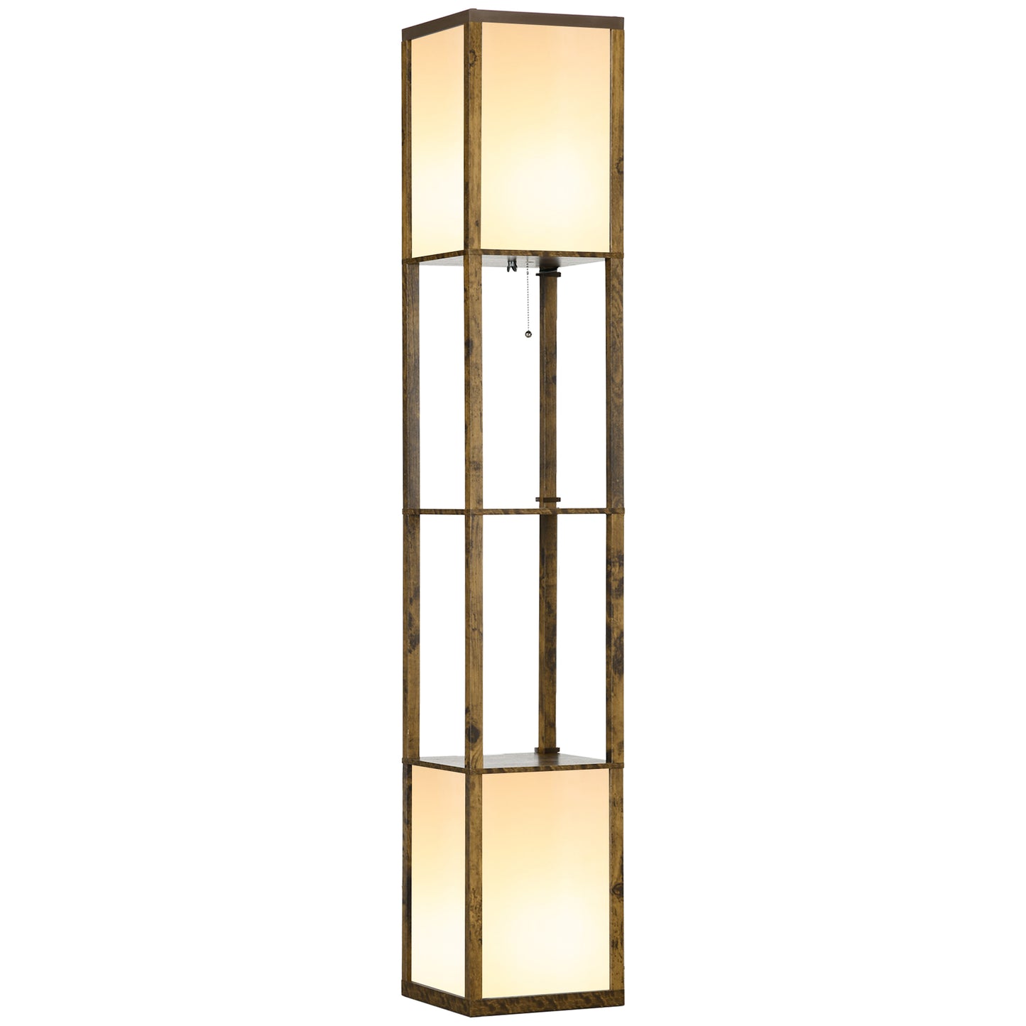 LightGlow Modern Shelf Floor Lamp - Brown