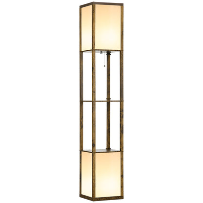 LightGlow Modern Shelf Floor Lamp - Brown