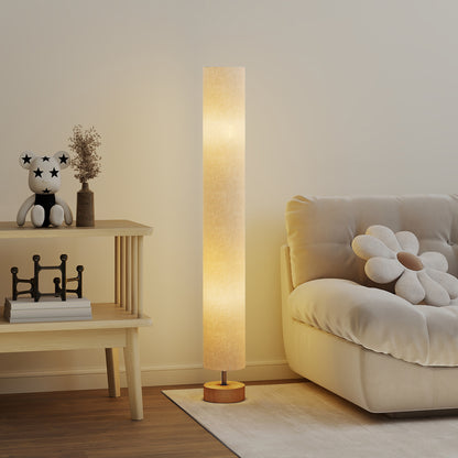 LightGlow Premium LED Floor Lamp for Living Room, 120cm Modern Standing Lamp with 3000K/4500K/6500K Colour Temperatures, Linen Shade and Wooden Base, Grey