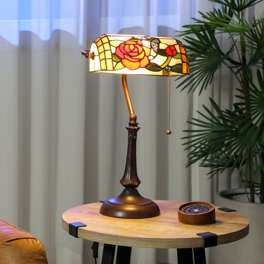 LightGlow Premium Tiffany-Style Rose and Butterfly Table Lamp - Multi