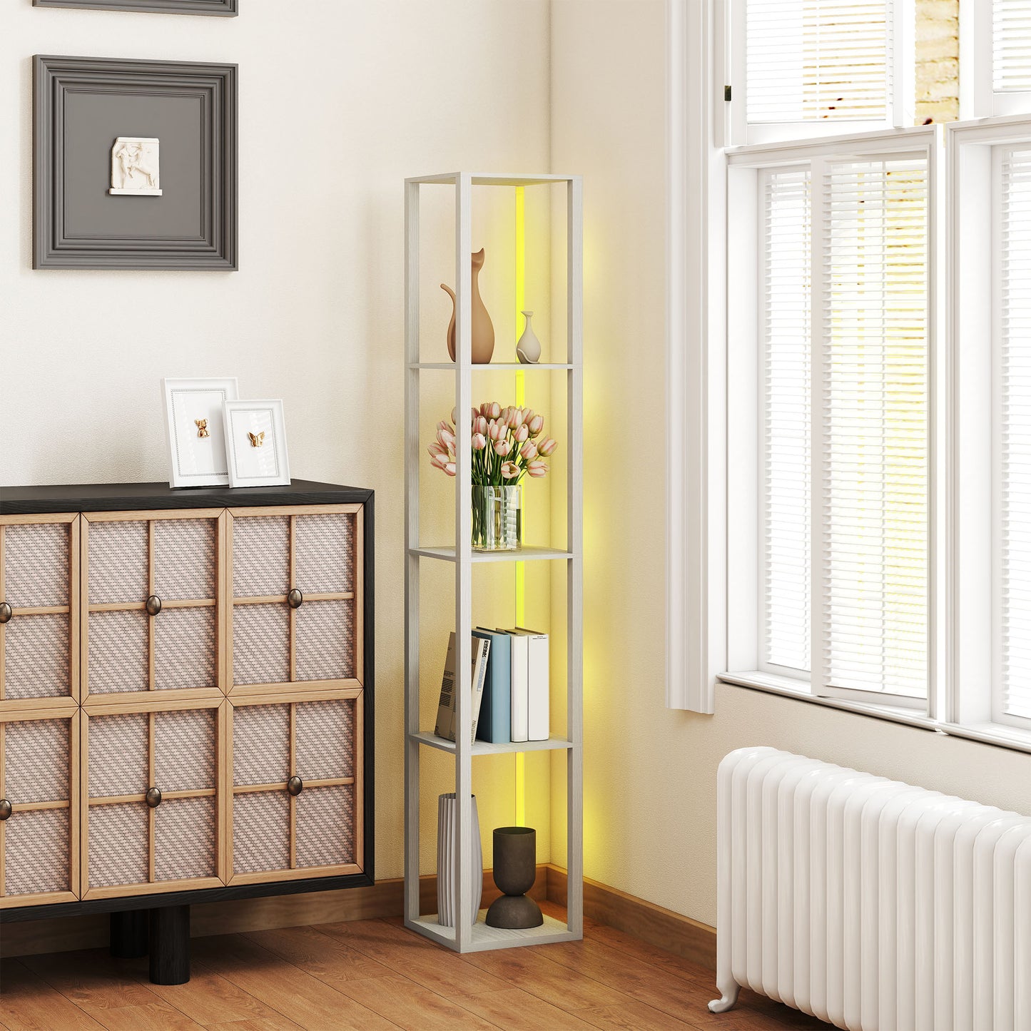 LightGlow RGB Shelf Floor Lamp - Oak