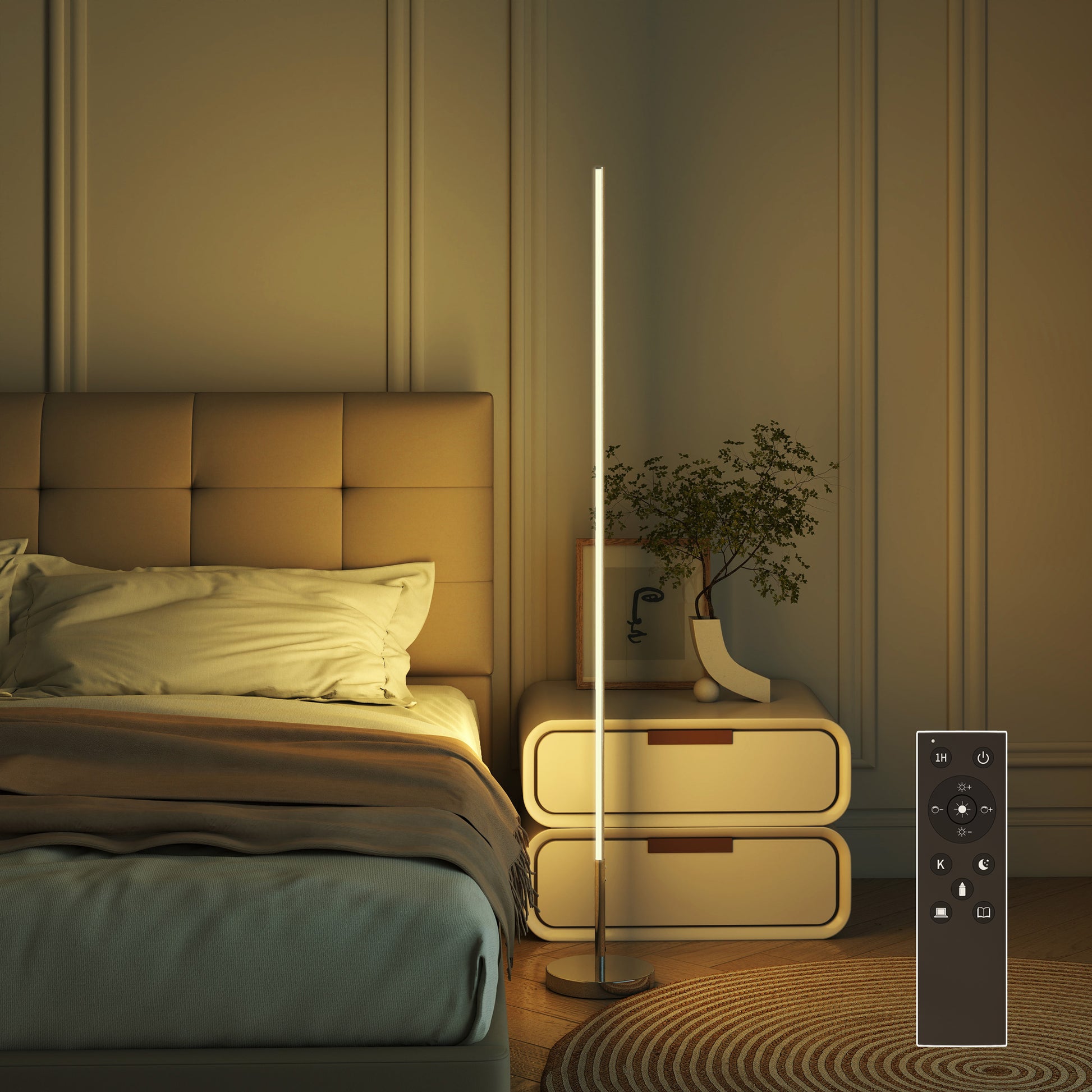 LightGlow Premium Floor Lamp for Living Room, Modern Standing Lamp with Shade & Foot Switch for Bedroom, Office, White